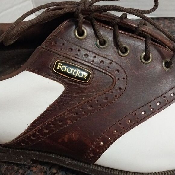 FootJoy Brown and White Men's Oxfords...SIZE 7.5 XW..."AS IS" - Picture 2 of 9